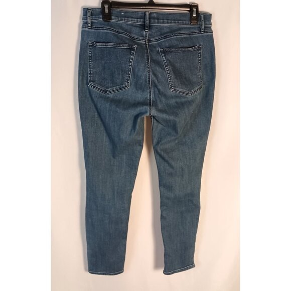 LOFT High Rise Skinny Jeans Size 12 Modern Fit 3 Button Hem Dark Wash - Picture 6 of 9